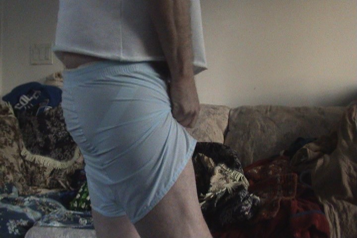 Strap visible over my cheek, under the boxers